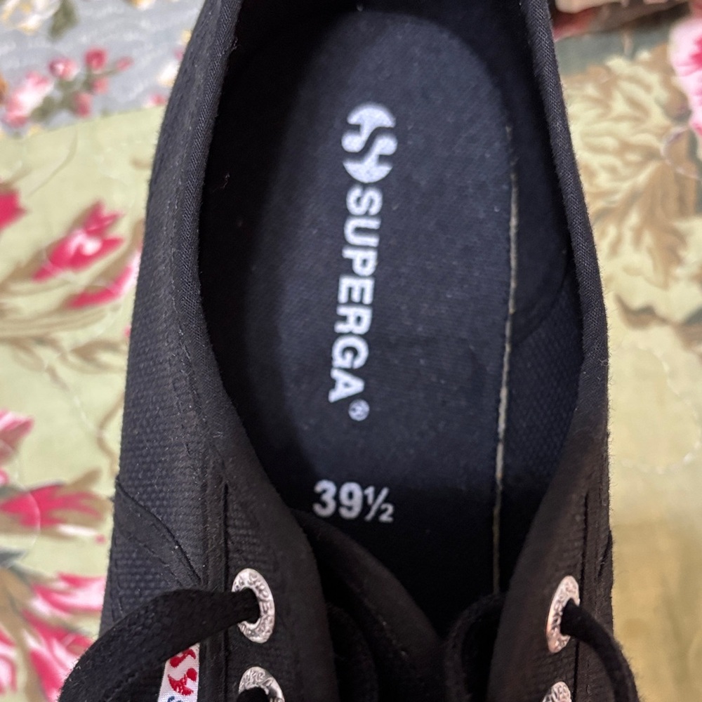 NWT Superga Black Canvas Platform Sneakers with White Sole - Picture 11 of 11